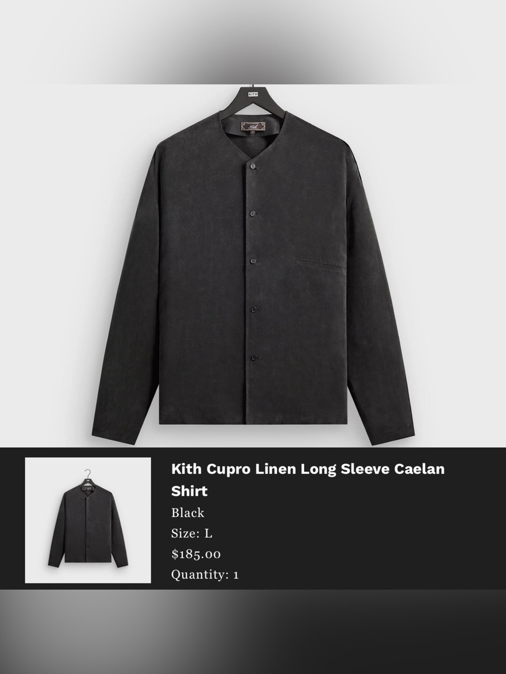 Kith Cupro Linen Long Sleeve Caelan
Shirt ‘Black’